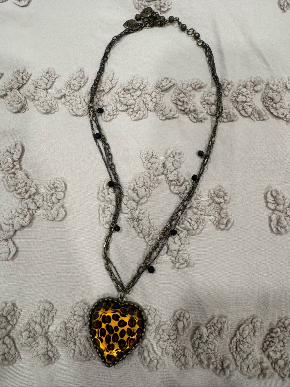 Betsey Johnson Women's Leopard Heart Pendant Necklace - Gold and Black